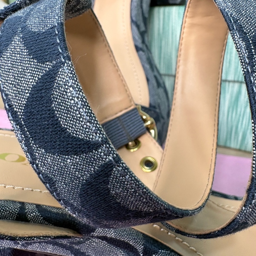 Coach Dark Blue Patterned Sandals - Picture 6 of 10